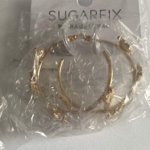 SUGARFIX by BaubleBar Crystal Wings Butterfly Hoop Earrings - Gold, NWT - Picture 4 of 6